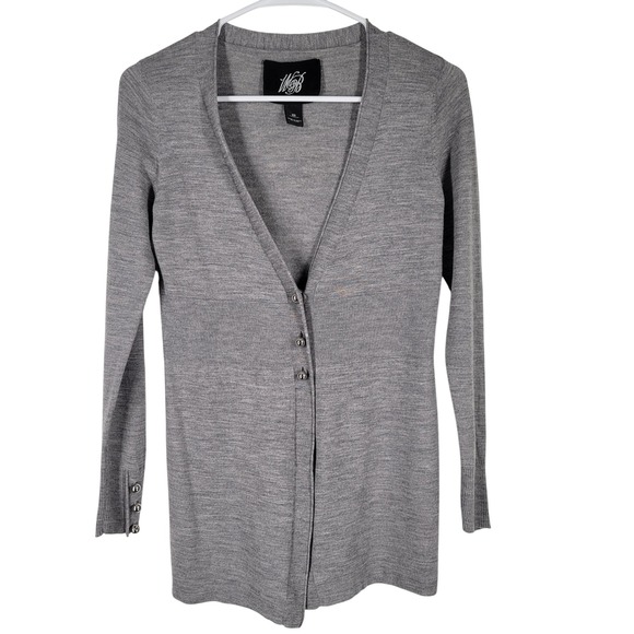 Mossimo Denim Sweaters - 100% Wool Knit‎ Cardigan Womens Sz XS W&B Babydoll Minimalist Quiet Luxury